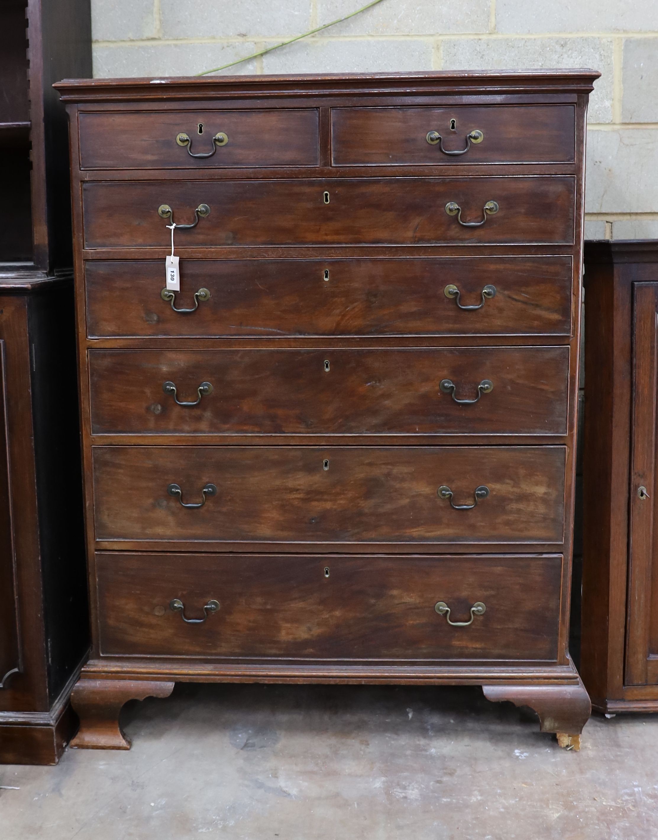 A George III tall mahogany chest, width 110cm, depth 54cm, height 146cm